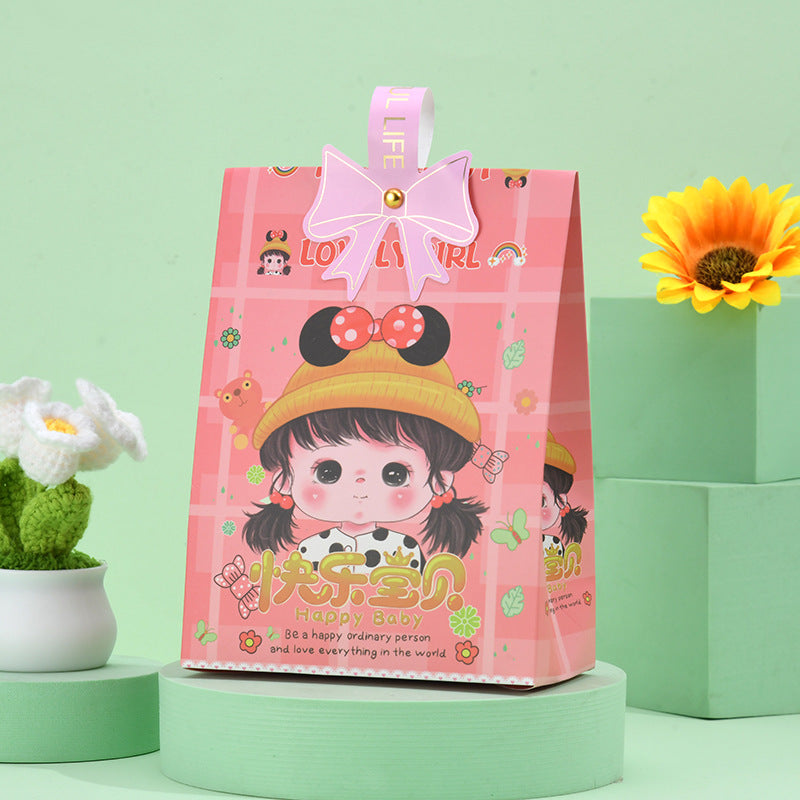 Happy Baby Cartoon Baby Gift Box for One Month Old Hundred Days Banquet Handbag Gift Box Cartoon Wedding Candies Box Bag