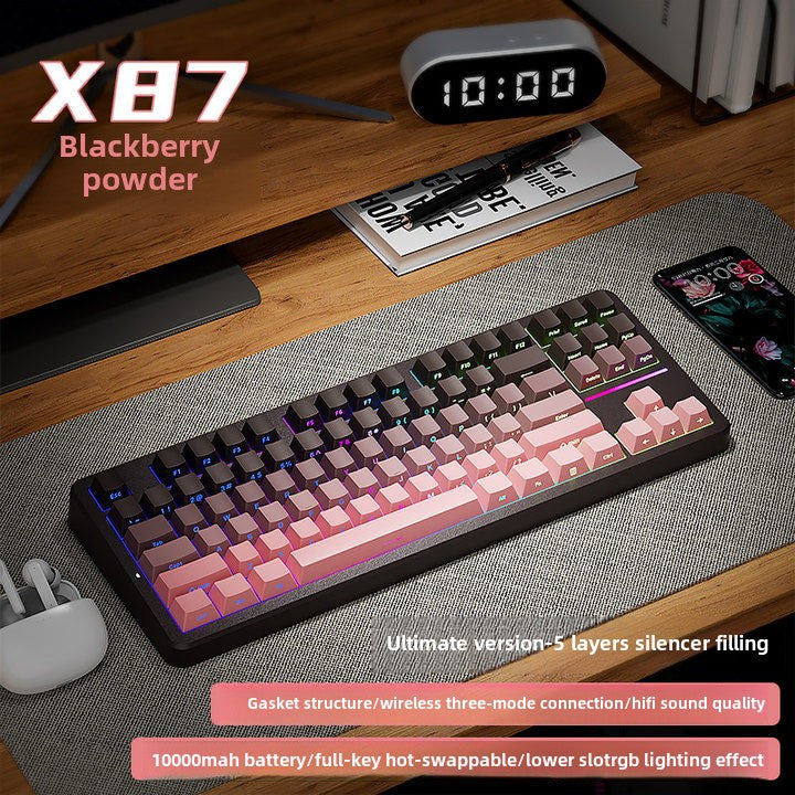 Forerunner X87Customized Mechanical Keyboard gasket Structure Side Carved Wireless Three-Mode Bluetooth Mahjong Sound HiFi