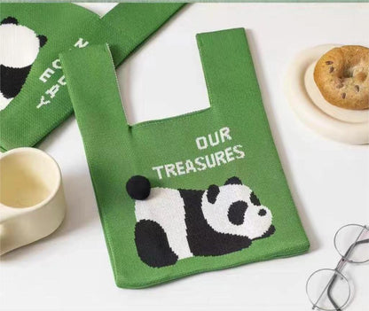 Panda Knitted National Style Panda Moon Cake Handbag Baking Green Bean Cake Biscuit Packaging Knitted Gift Band Gift