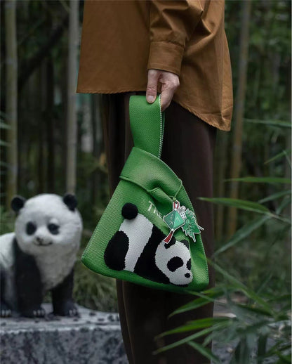 Panda Knitted National Style Panda Moon Cake Handbag Baking Green Bean Cake Biscuit Packaging Knitted Gift Band Gift