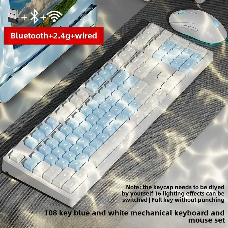 Pioneer Wireless Bluetooth Three-Model Mechanical Keyboard Keyclick Linear Action Computer E-Sports Gaming Office Keyboard Alternate Action Or Ergonamic