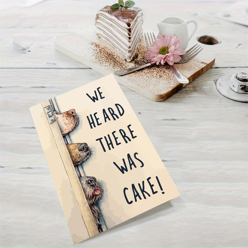 Dog Birthday Cake Card Dog Birthday Greeting Card Dog Card Funny Card Birthday Greeting Card + Envelope