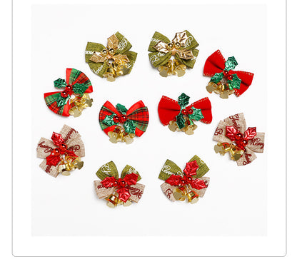 Mini Bow Christmas tree decoration Christmas gift box dress up Christmas DIY accessories bow bell ornaments