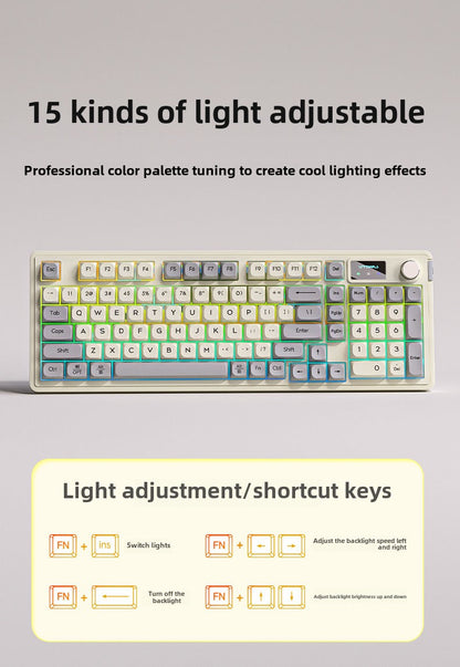 Wolf Road LX980Wired Mute Keyboard Suit RGB Display Screen98Matching Computer Office Typing Game Universal