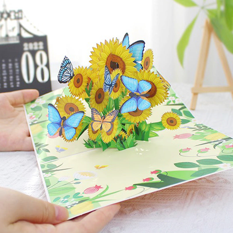 Birthday Stereoscopic Greeting Cards 3D Bouquet Card Thanksgiving Gift Teacher Creative Gift Decoration