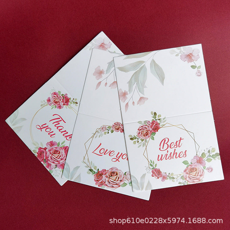 In Stock Exquisite European Color Printing Birthday Card Cute Refreshing Thank-You Card Flower Shop Hand Gift Small Greeting Card