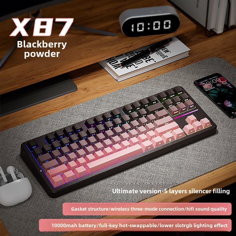 Forerunner X87Customized Mechanical Keyboard gasket Structure Side Carved Wireless Three-Mode Bluetooth Mahjong Sound HiFi