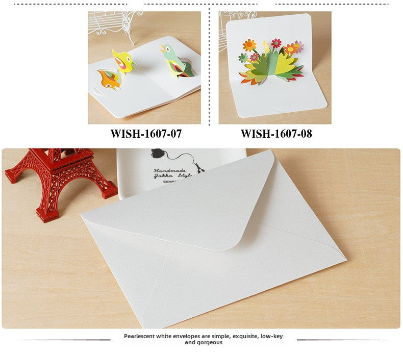 Birthday Cake 3D Stereoscopic Greeting Cards Ins Style Holiday Invitation Girlfriends' Gift Creative Folding Paper Carving Blessing Card