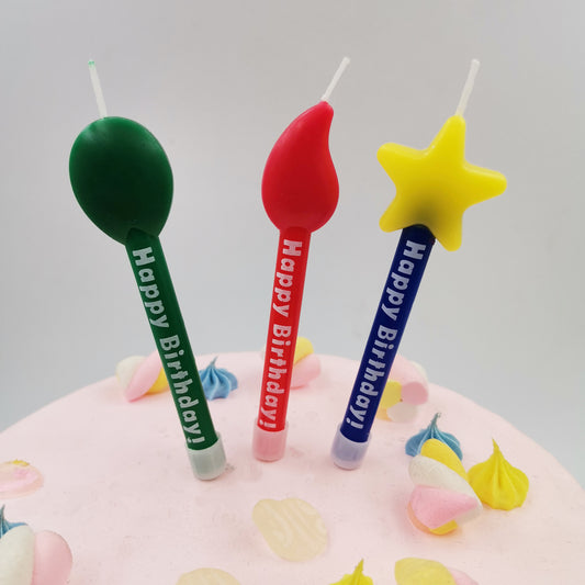 Colorful Printing Happy Birthday Letter Candle Creative Cartoon Five-Pointed Star Spark Seedling Balloon Shape Birthday Candle