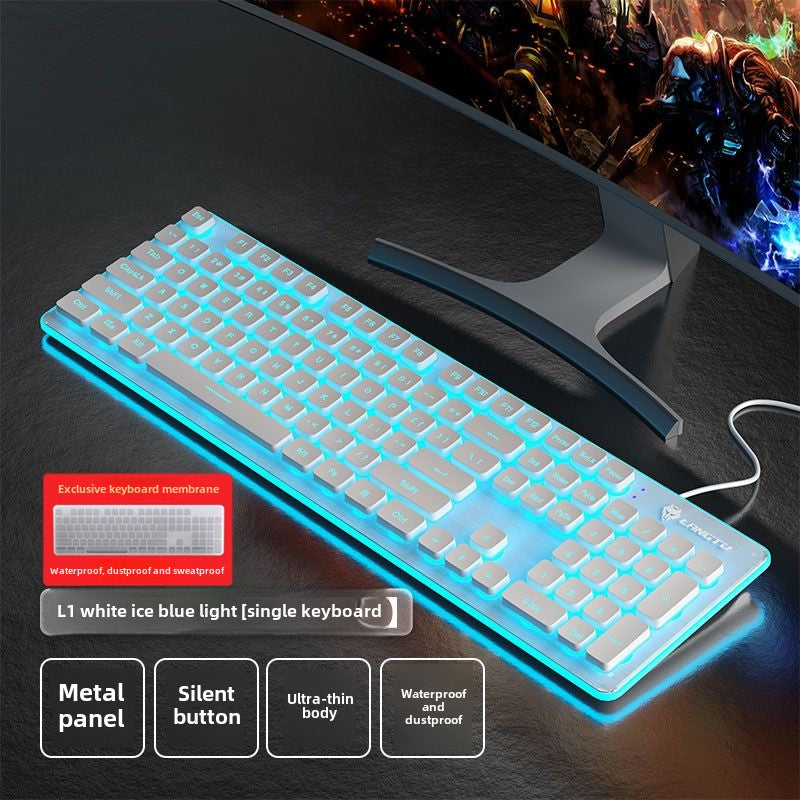 Wolf Road L1Mute Keyboard Mouse Suit Wired Luminous Computer Office Universal Double Injection Non-Fading Key Cap