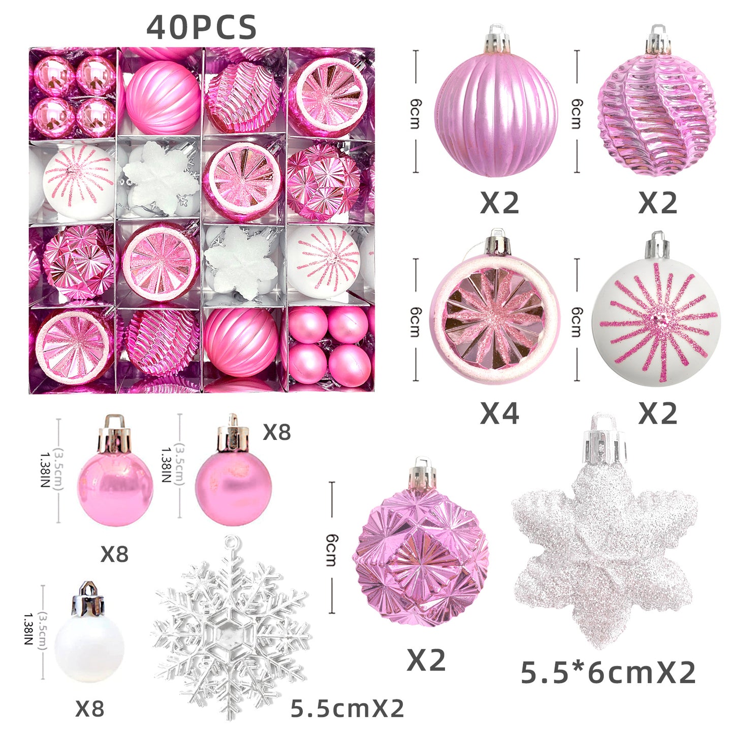 Christmas Decoration 6cm Electroplating Ball Plastic Ball Shaped Painted Christmas Ball Gift Christmas Tree Pendant