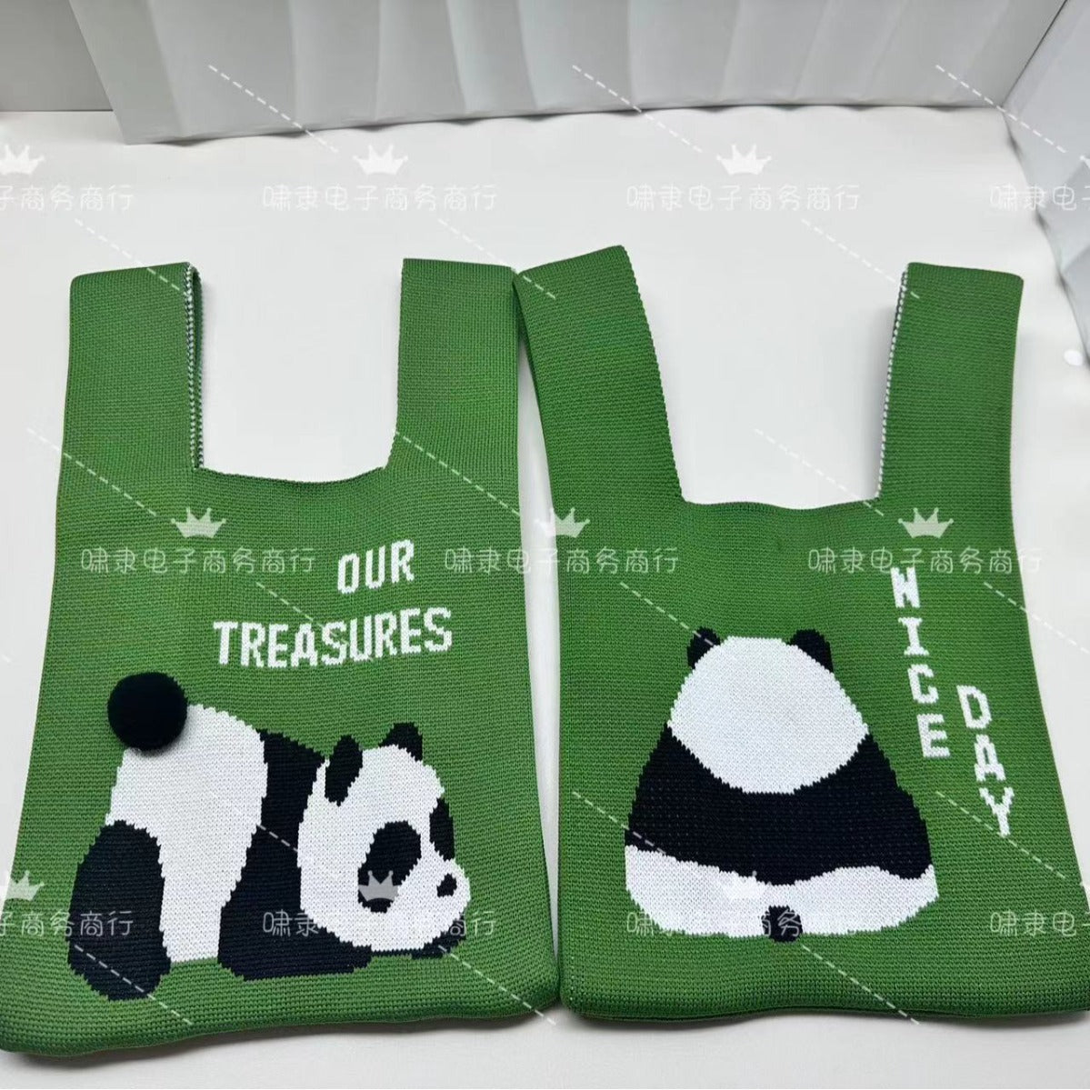 Panda Knitted National Style Panda Moon Cake Handbag Baking Green Bean Cake Biscuit Packaging Knitted Gift Band Gift