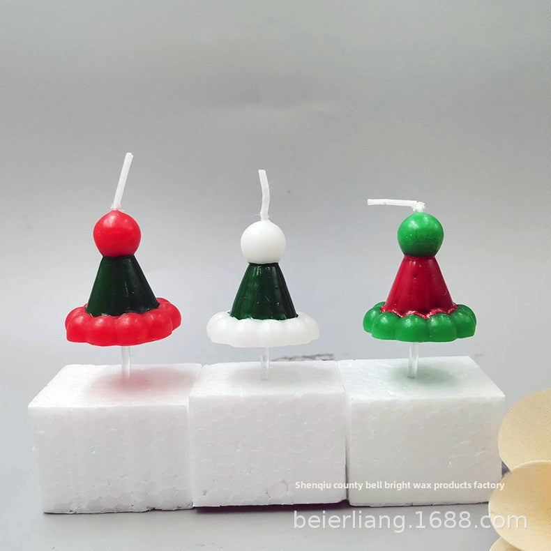 Christmas Hat Candle Atmosphere Decorative Candle Children's Cake Decorative Cute Christmas Hat Candle Creative