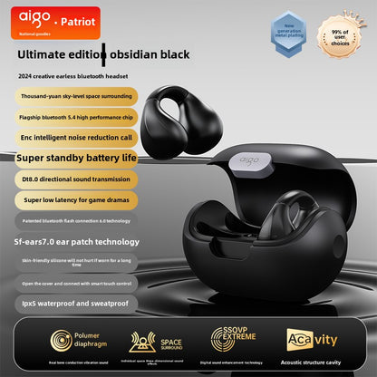 Patriot Bluetooth Headset for Bone Conduction Does Not Enter Clip-on2024New Ultra-Long Life Battery Sports High Sound Quality Wireless