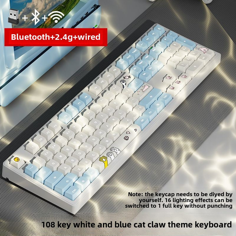 Pioneer Wireless Bluetooth Three-Model Mechanical Keyboard Keyclick Linear Action Computer E-Sports Gaming Office Keyboard Alternate Action Or Ergonamic