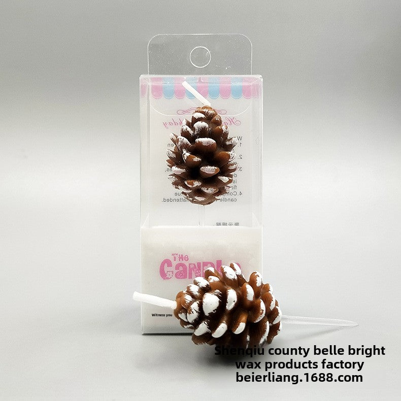 New Creative Christmas Pine Cone Shape Christmas Candle Christmas Party Cake Decoration Birthday Candle