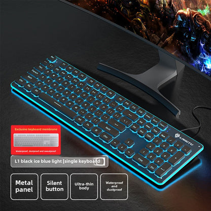 Wolf Road L1Mute Keyboard Mouse Suit Wired Luminous Computer Office Universal Double Injection Non-Fading Key Cap