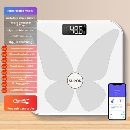 Supor Body Fat Scale Home High Precision Rechargeable Electronic Weight Scale Dormitory Weight Loss Dedicated Intelligence Body Scale