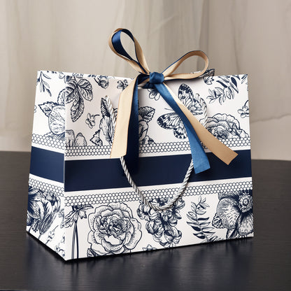 In stock gift bag color paper bag packaging bag with ribbon holiday gift bag clothing handbag clothing