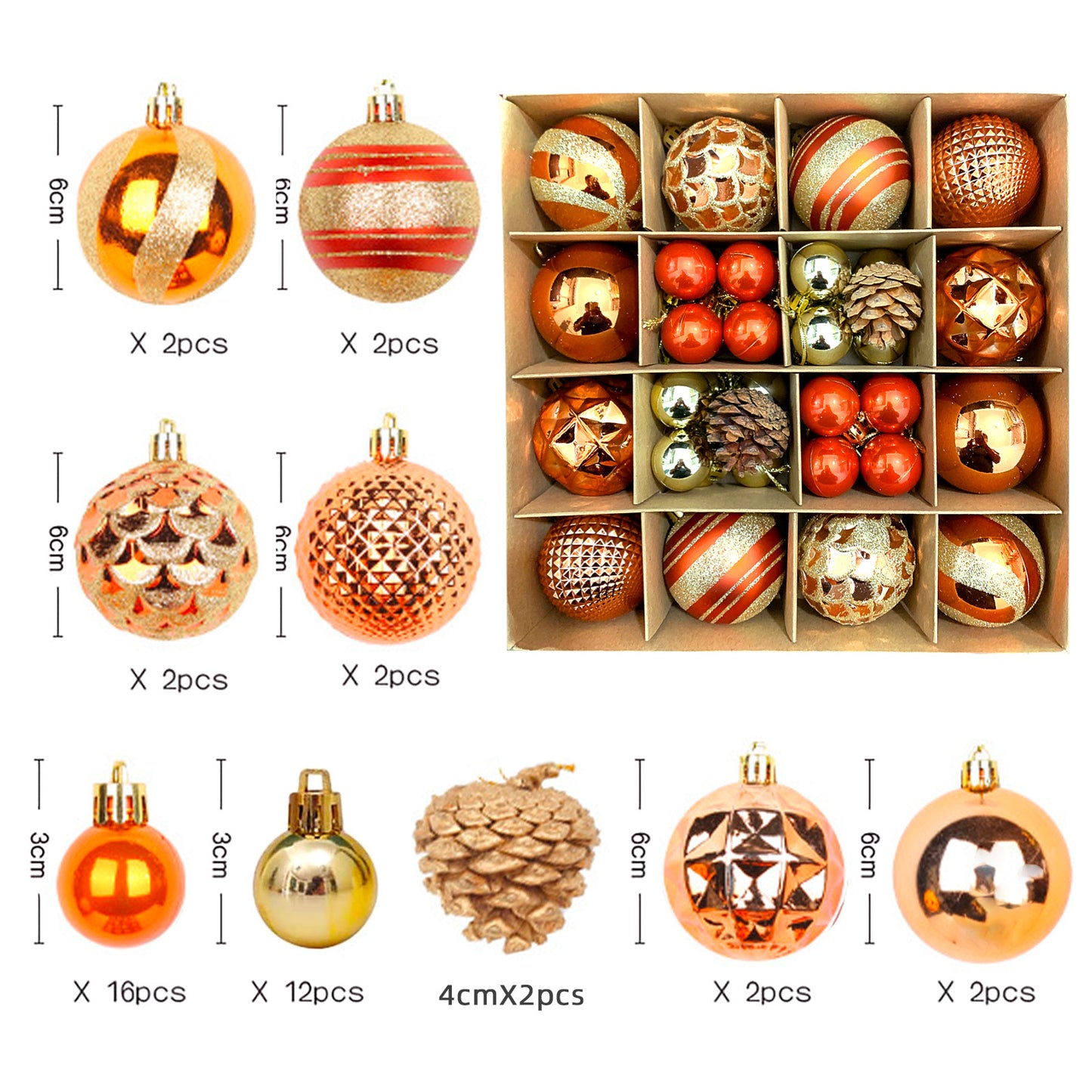 Christmas Decoration 6cm Electroplating Ball Plastic Ball Shaped Painted Christmas Ball Gift Christmas Tree Pendant