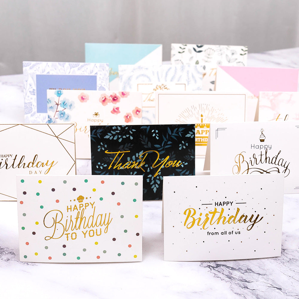 INS Birthday Thanks Simple Gilding Greeting Card Flower Shop Gift Festival Message Card