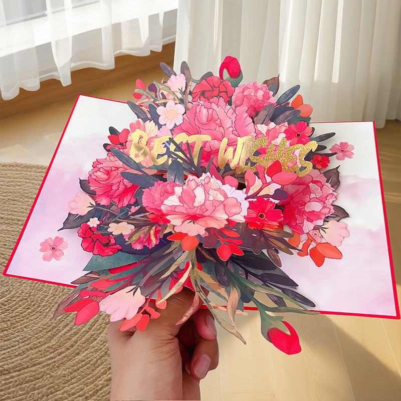 Birthday Stereoscopic Greeting Cards 3D Bouquet Card Thanksgiving Gift Teacher Creative Gift Decoration