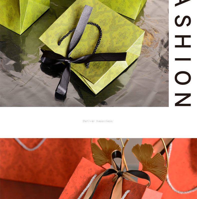 Green Mid-Autumn Festival Gift Bag Gift Packaging Bag Light Luxury Clothing Bag Candy Buggy Bag Free Ribbon