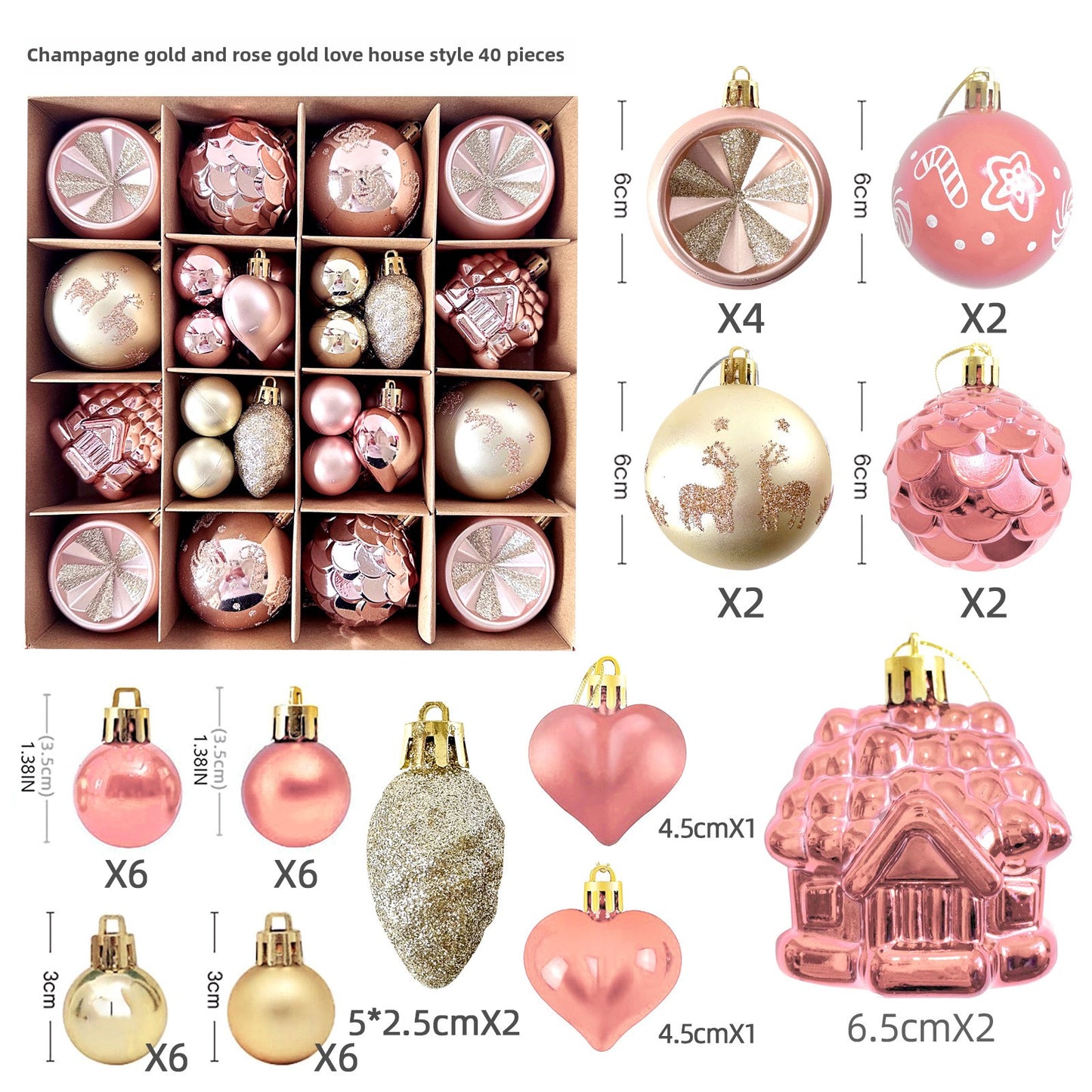 Christmas Decoration 6cm Electroplating Ball Plastic Ball Shaped Painted Christmas Ball Gift Christmas Tree Pendant