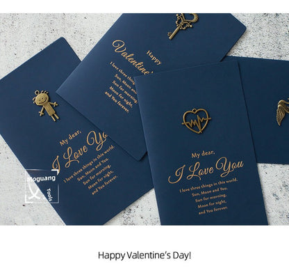 Oath Card Vintage Metal DIY Thank-You Card Kinds of Paper Bronzing Valentine's Day Greeting Card Invitation Card of Wedding