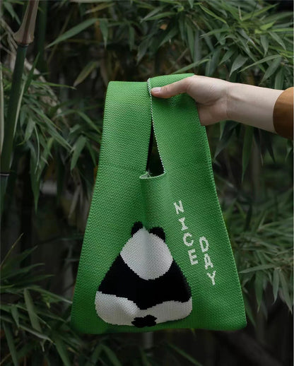 Panda Knitted National Style Panda Moon Cake Handbag Baking Green Bean Cake Biscuit Packaging Knitted Gift Band Gift