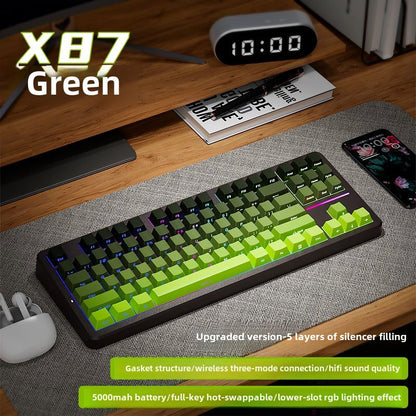 Forerunner X87Customized Mechanical Keyboard gasket Structure Side Carved Wireless Three-Mode Bluetooth Mahjong Sound HiFi