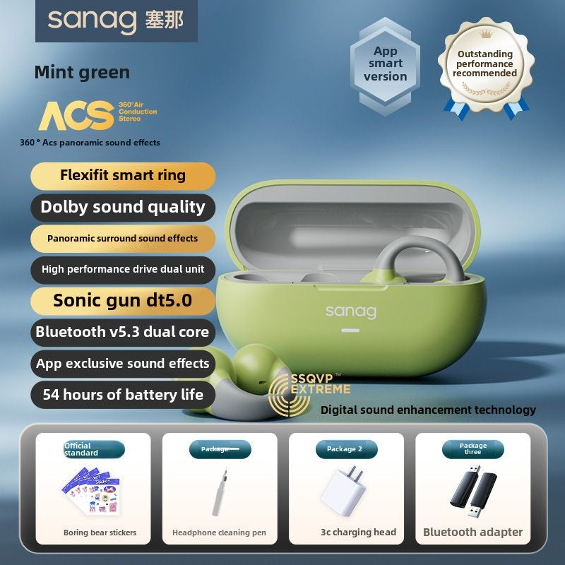 SANAG Sena Bluetooth Headset for Bone Conduction Does Not Enter Clip-on Really Painless Gas Sensor Long Endurance Comfortable Exercise