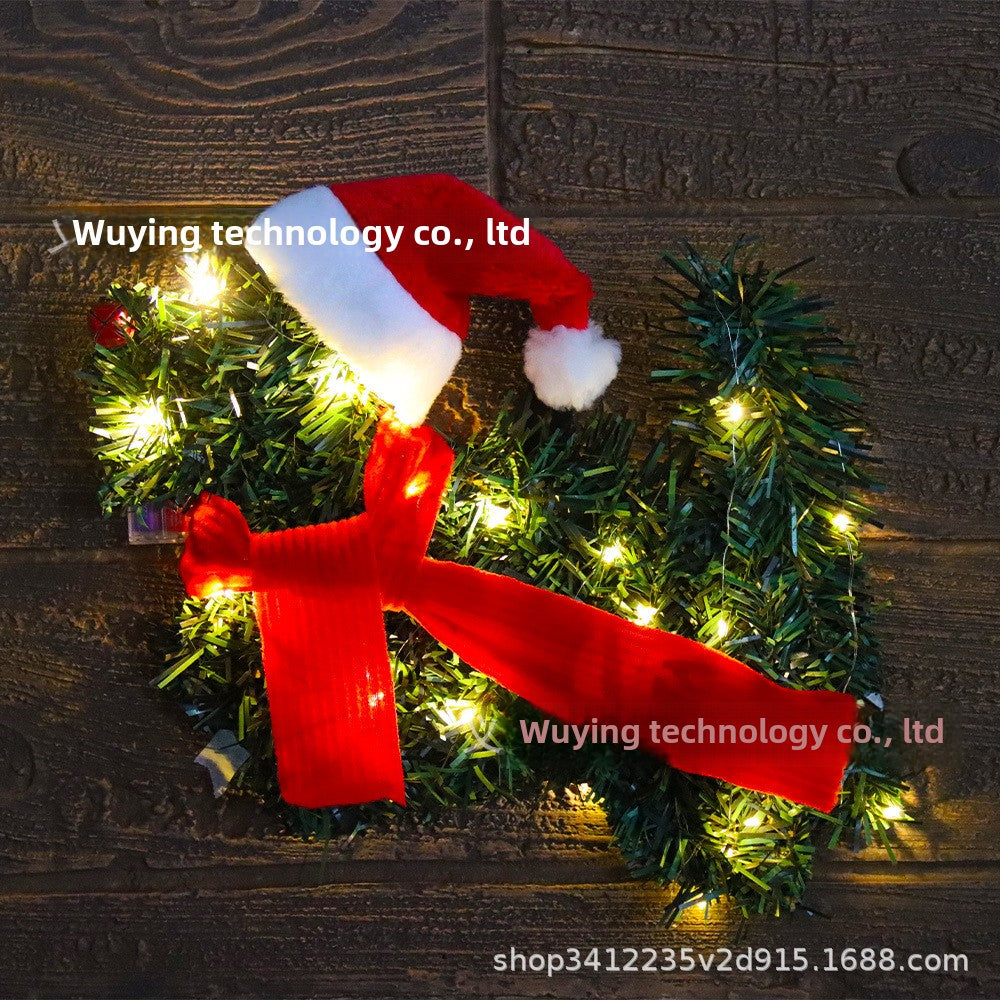 Christmas Hat Simulation Animal Garland Led Luminous Front Door Decoration Christmas Atmosphere Decoration Pendant