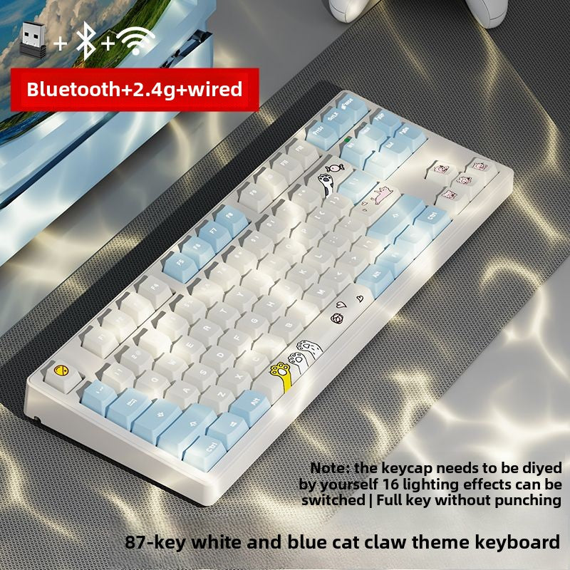 Pioneer Wireless Bluetooth Three-Model Mechanical Keyboard Keyclick Linear Action Computer E-Sports Gaming Office Keyboard Alternate Action Or Ergonamic