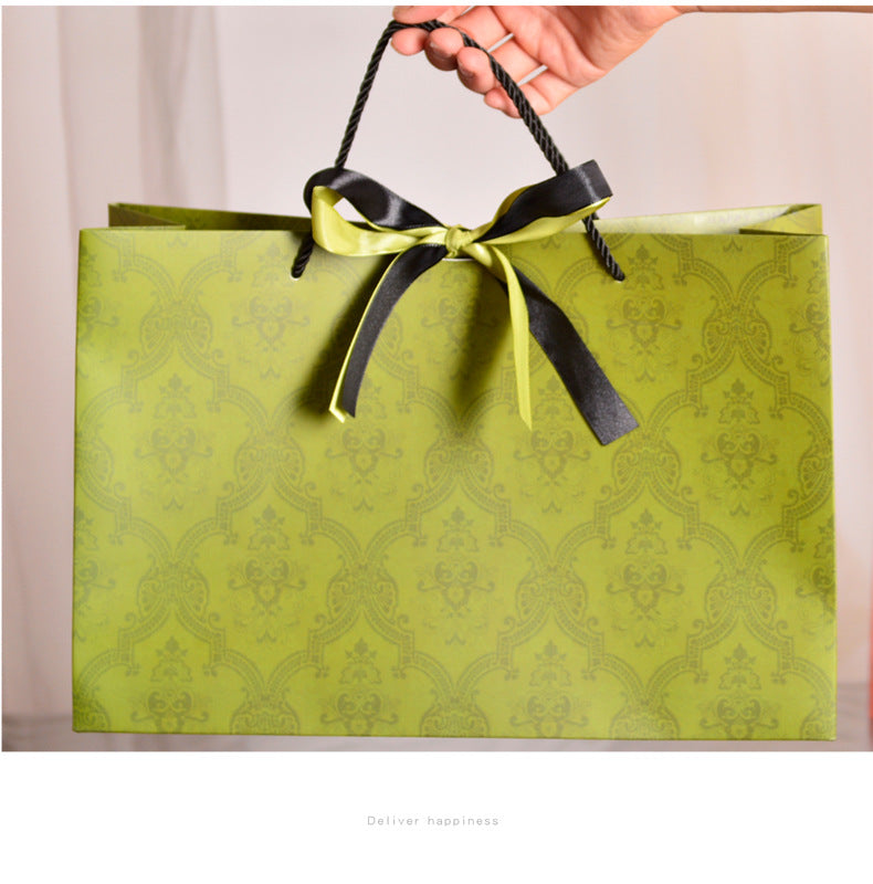 Green Mid-Autumn Festival Gift Bag Gift Packaging Bag Light Luxury Clothing Bag Candy Buggy Bag Free Ribbon