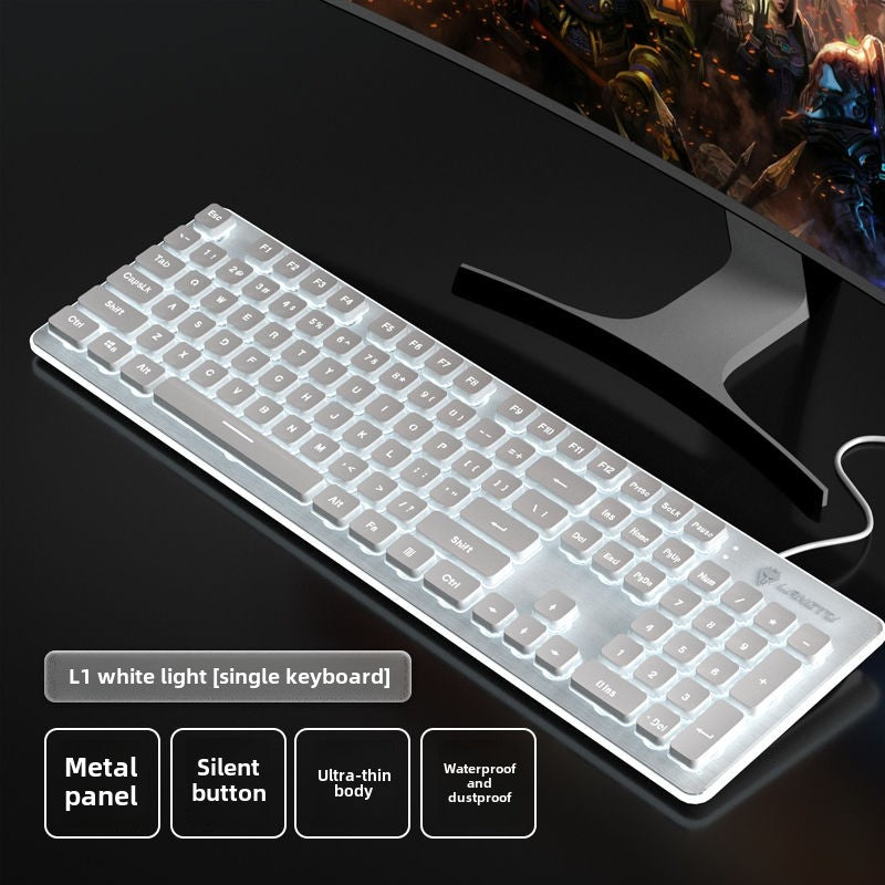 Wolf Road L1Mute Keyboard Mouse Suit Wired Luminous Computer Office Universal Double Injection Non-Fading Key Cap