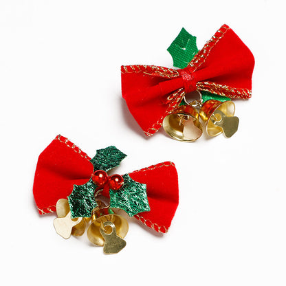 Mini Bow Christmas tree decoration Christmas gift box dress up Christmas DIY accessories bow bell ornaments