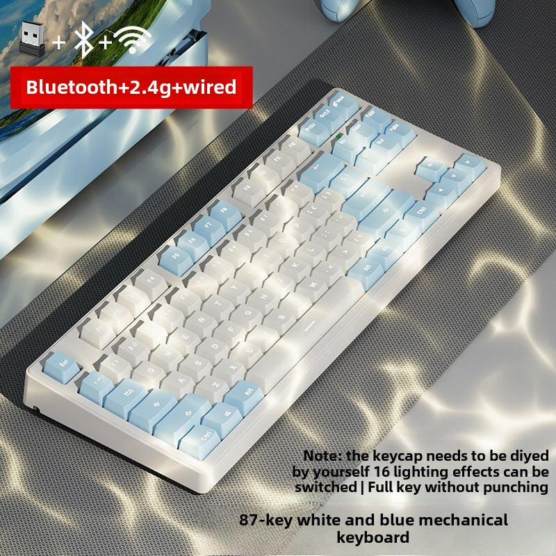 Pioneer Wireless Bluetooth Three-Model Mechanical Keyboard Keyclick Linear Action Computer E-Sports Gaming Office Keyboard Alternate Action Or Ergonamic